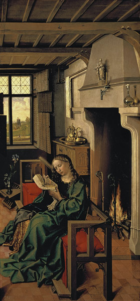 St. Barbara from the right wing of the Werl Altarpiece, 1438 (see also 68547) à (attr.to) (Robert Campin) Maître de Flemalle