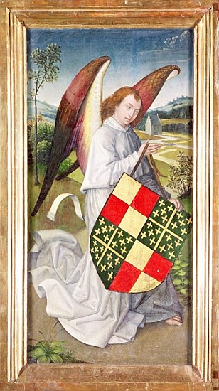 Angel holding a shield emblazoned with the heraldic arms of the de Chaugy and Montagu arms, 1460-66 à (attribué à) Rogier van der Weyden
