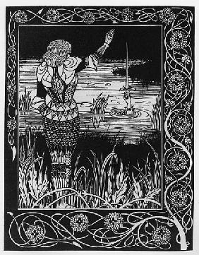 How Sir Bedivere Cast the Sword Excalibur into the Water, an illustration from ''Le Morte d''Arthur'