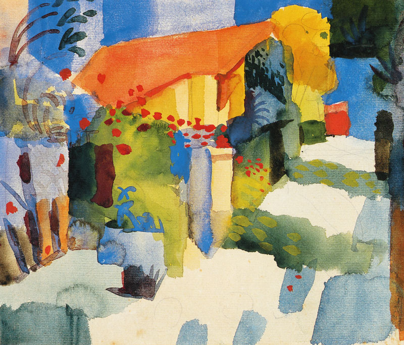 Maison dans le jardin (détail) à August Macke