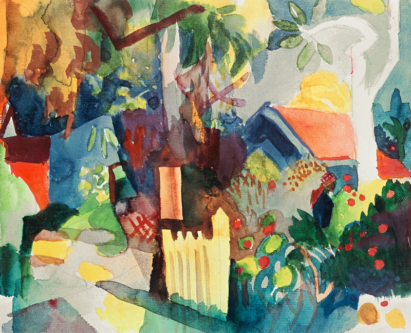 Landschaft mit hellem Baum à August Macke