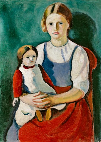 Fille blonde avec la poupée à August Macke
