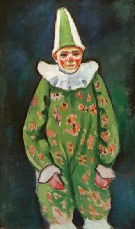 Clown in grünem Kostüm