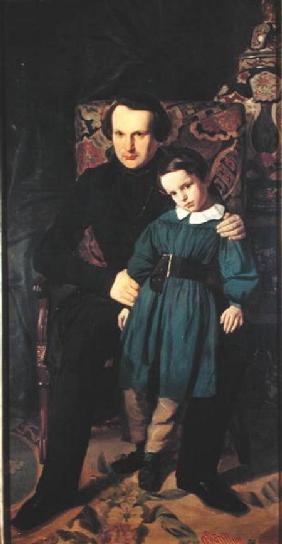Victor Hugo (1802-85) and his Son, Francois-Victor