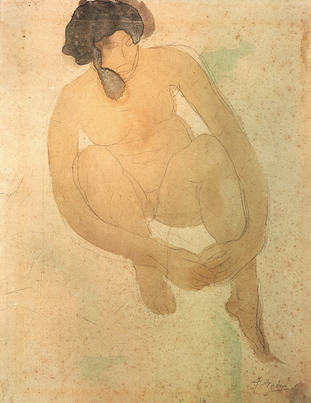 Weiblicher Akt, sitzend frontal à Auguste Rodin