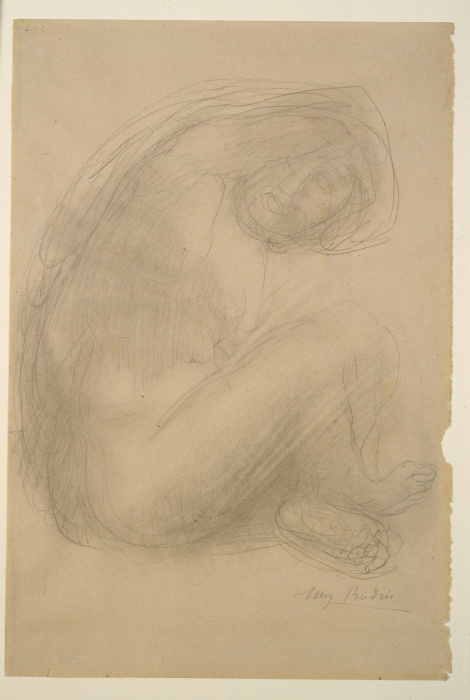 Frau im Schneidersitz mit über den Kopf geschlagenem Arm à Auguste Rodin