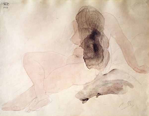 Seated Nude with Dishevelled Hair à Auguste Rodin