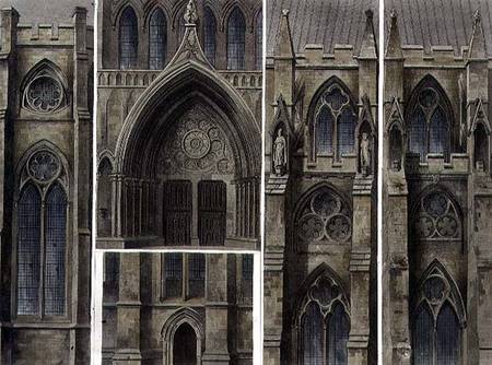 Fragments, Windows and Doors, plate 13 from 'Westminster Abbey', engraved by Thomas Sutherland à Augustus Charles Pugin