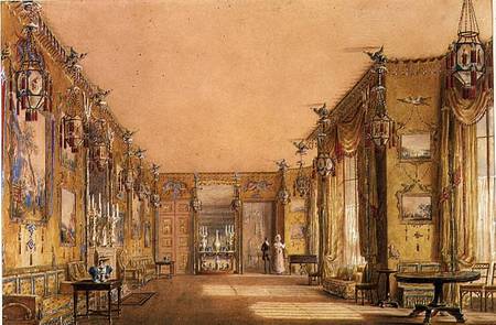 Interior of the Yellow Drawing Room at Brighton Pavilion à Augustus Charles Pugin