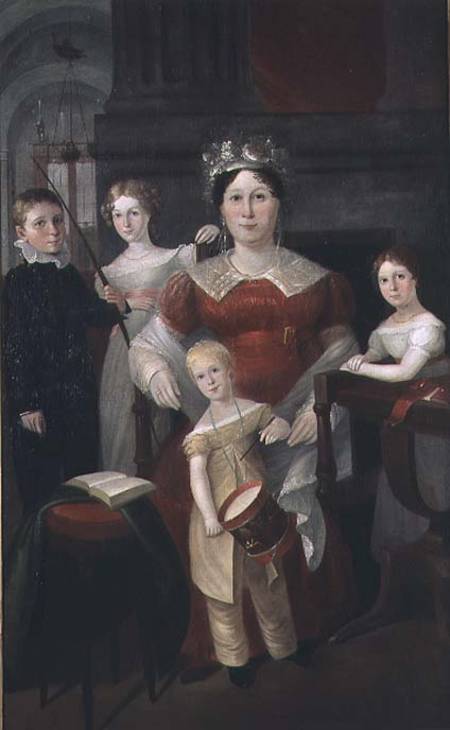 Portrait of Mrs John Piper and family à Augustus Earle