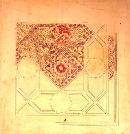 Ceiling design for the Palace of Westminster (pen & ink and w/c on paper) à Augustus Welby Northmore Pugin