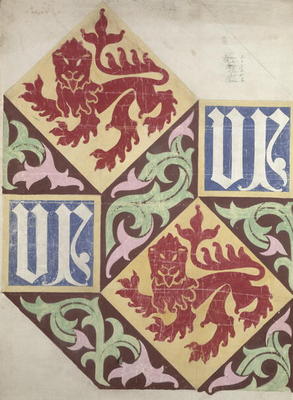 Floor design for the Houses of Parliament (gouache & pencil on paper) à Augustus Welby Northmore Pugin