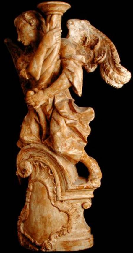 0ne of a pair of carved angel candlesticks à Ecole autrichienne