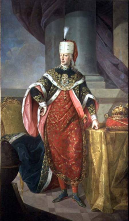 Emperor Francis I (1708-65) Holy Roman Emperor, wearing the official robes of the Order of St. Steph à Ecole autrichienne