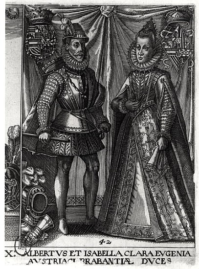 Portrait of Albert, Archduke of Austria (1559-1621) and his wife Isabella Clara Eugenia (1566-1633)  à Ecole autrichienne