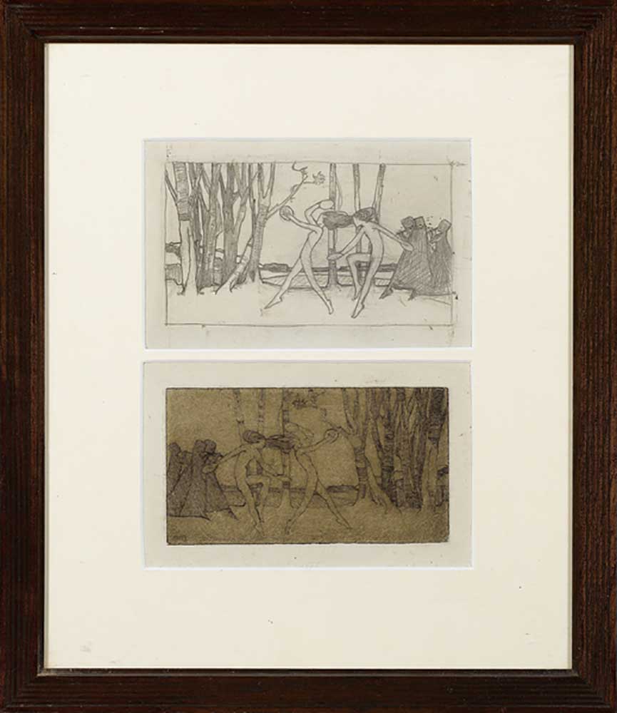 Dancers, c.1915 (pencil on paper, with etching) à Averil Mary Burleigh