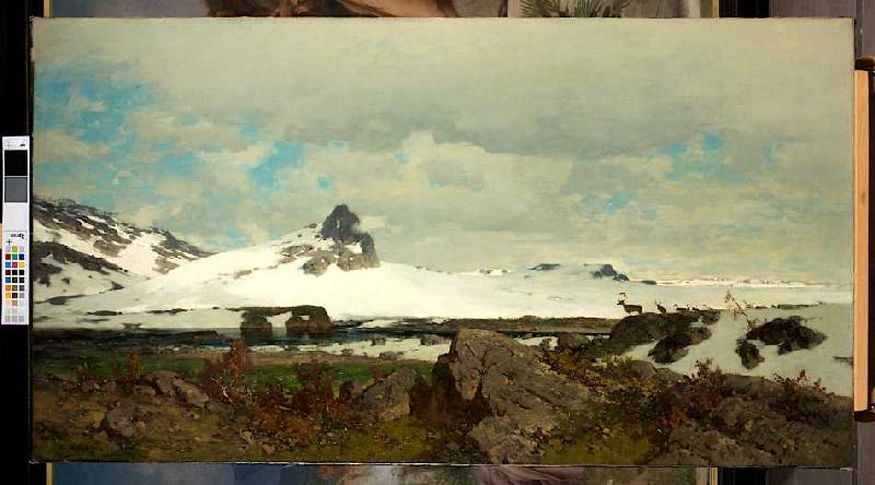 Nordische Landschaft mit Rentieren à Axel Nordgren