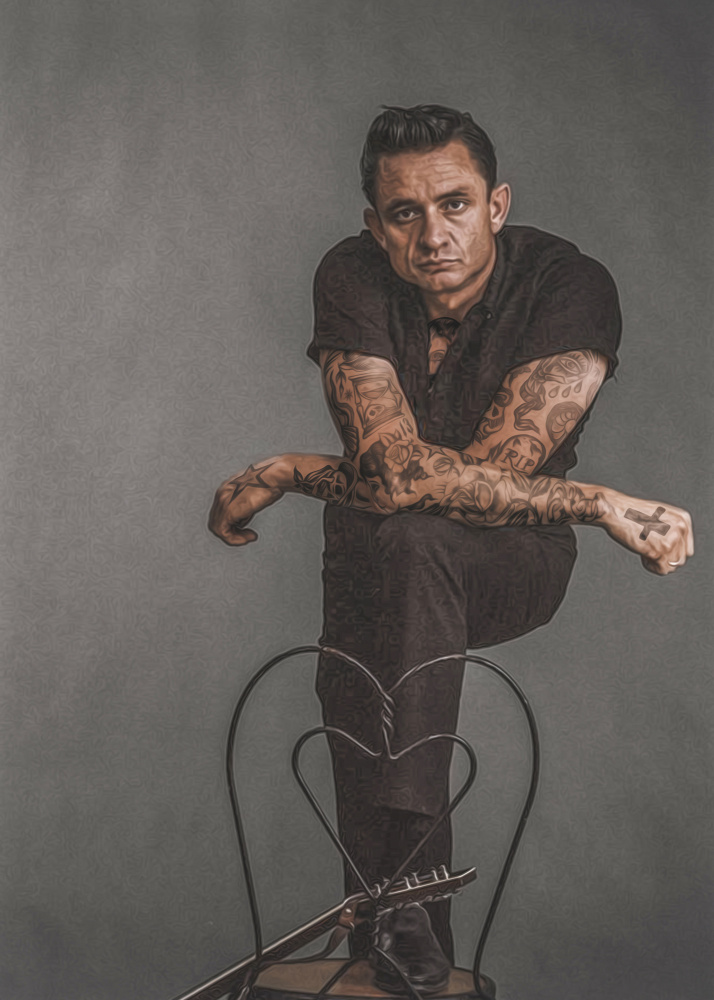 Vintage Tattoo Painting Johnny Cash 1 à Baard Martinussen