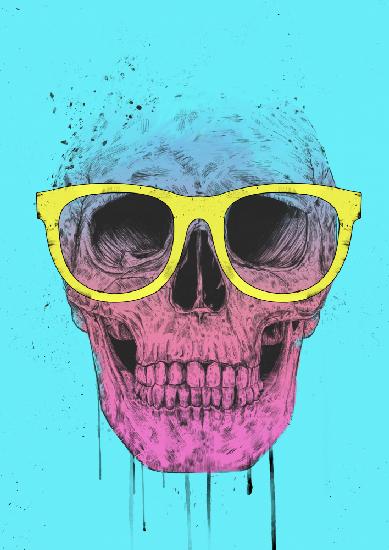 Pop art skull with glasses