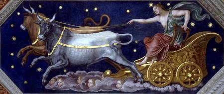 The Nymph Callisto on Jupiter's Chariot, ceiling decoration from the 'Sala di Galatea' à Baldassare Peruzzi