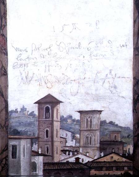 The 'Sala delle Prospettive' (Hall of Perspective) detail depicting a view of Rome à Baldassare Peruzzi