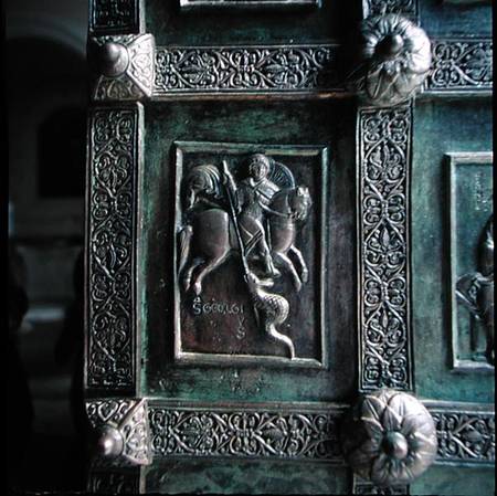 St. George and the Dragon, relief panel from the main doors à Barisano  da Trani