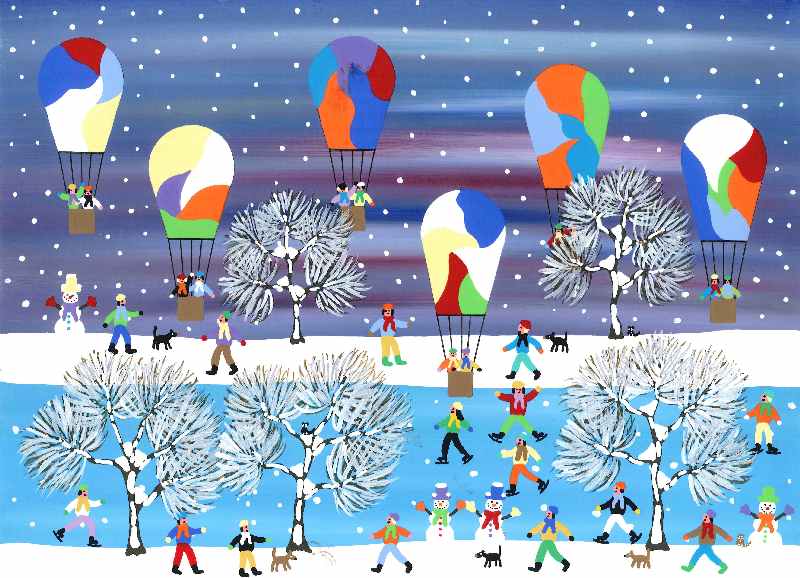 Balloons in the snow à Gordon Barker