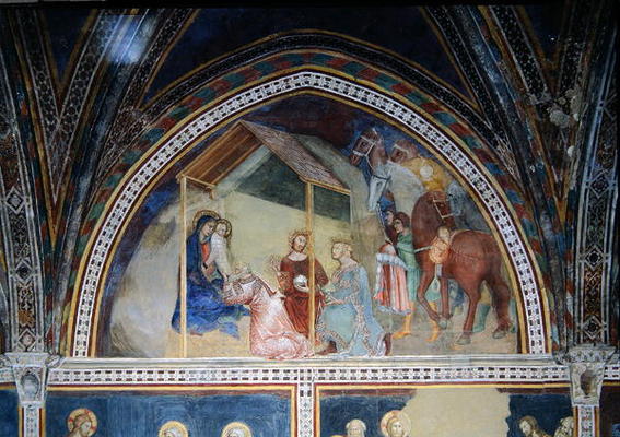 The Adoration of the Magi, from a series of Scenes of the New Testament (fresco) à Barna  da Siena