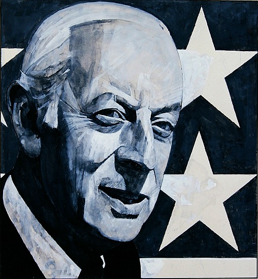 Portrait of Alistair Cooke, illustration for The Listener, 1970s à Barry  Fantoni