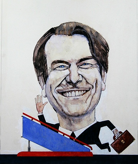 Portrait of Dr. David Owen, illustration for Punch, 1970s à Barry  Fantoni
