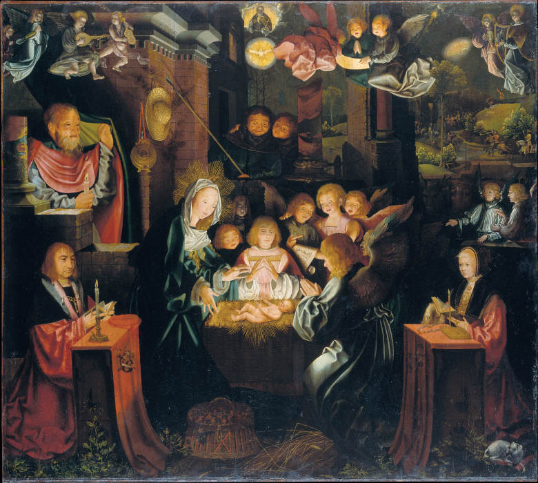 The Nativity with the Donors Peter von Clapis and Bela Bonenberg à Barthel Bruyn l'Ancien