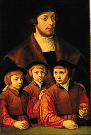 portrait d'un homme avec ses trois fils à Bartholomäus Bruyn l'Ancien