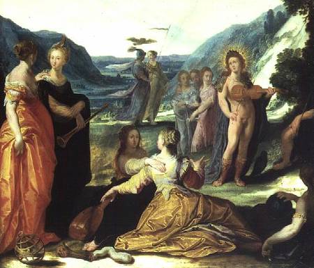 Apollo, Pallas and the Muses à Bartholomäus Spranger