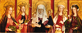 Sainte Anne Trinitaire  le Saint  Barbara, Margarethe, Dorothée u. Magdelaine. à Bartholomeus Zeitblom