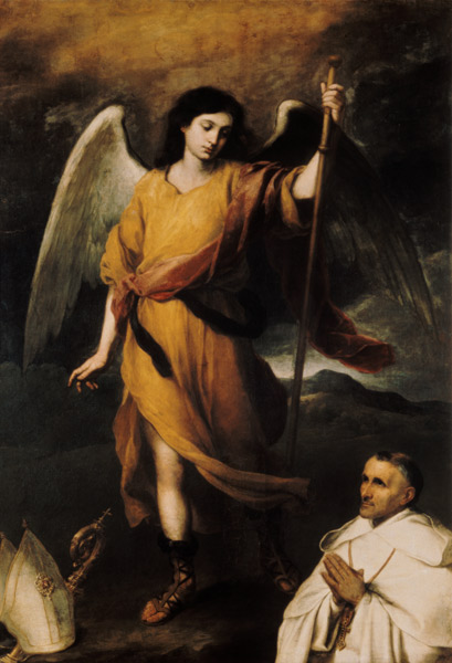 Archangel Raphael with Bishop Domonte à Bartolomé Esteban Perez Murillo