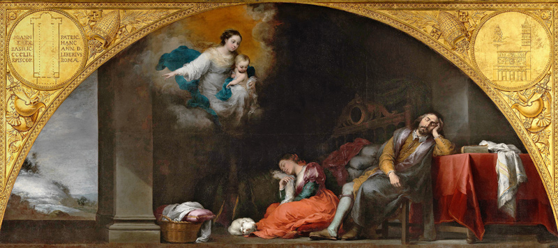 The Story of the Foundation of Santa Maria Maggiore: The Patrician's Dream à Bartolomé Esteban Perez Murillo