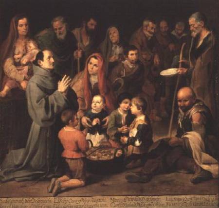 St. Diego of Alcala Giving Food to the Poor à Bartolomé Esteban Perez Murillo