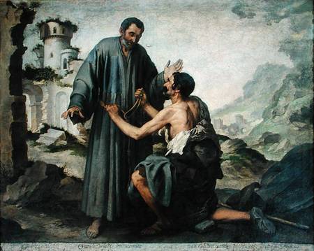Fray Ginepero and the poor Man à Bartolomé Esteban Perez Murillo