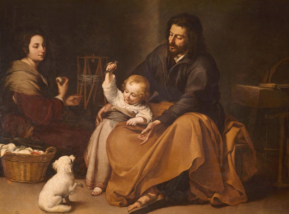 The Holy Family with the Little Bird à Bartolomé Esteban Perez Murillo