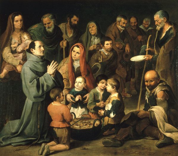 Murillo,Diego of Alcala feeding the poor à Bartolomé Esteban Perez Murillo