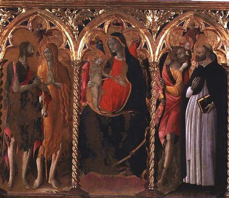 Triptych: Madonna and Child (central panel) with St. John the Baptist, St. Mary Magdalene, St. Chris à Bartolomeo di Tommaso da Foligno