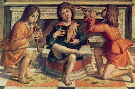 Three angel musicians à Bartolomeo Montagna