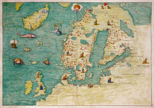 Northern Europe, from an Atlas of the World in 33 maps, Venice, 1st September 1553(see also 330952) à Battista Agnese