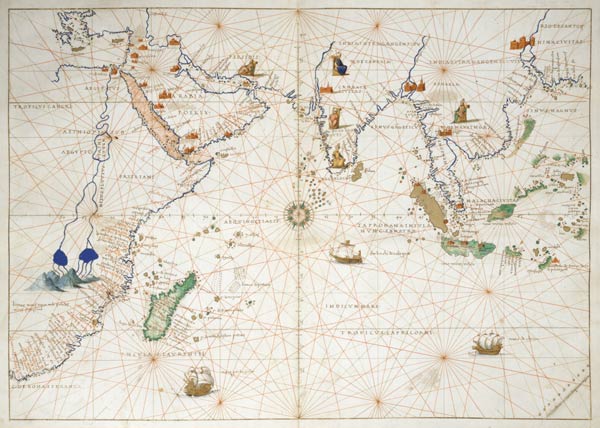The Indian Ocean, from an Atlas of the World in 33 Maps, Venice, 1st September 1553(see also 330956) à Battista Agnese