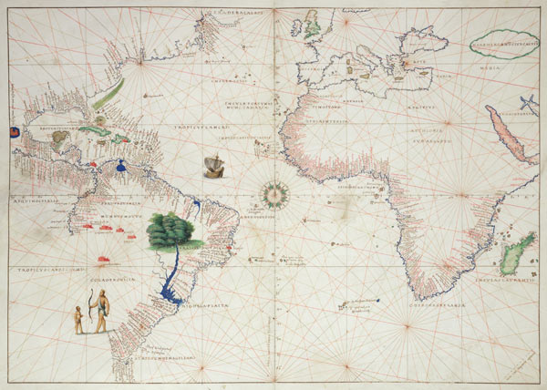 The New World, from an Atlas of the World in 33 Maps, Venice, 1st September 1553(see also 330961) à Battista Agnese