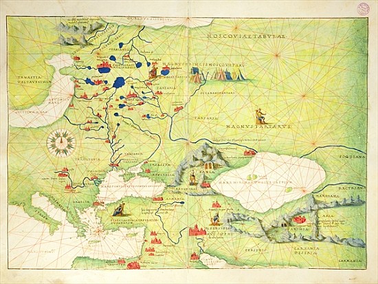 Europe and Central Asia, from an Atlas of the World in 33 Maps, Venice, 1st September 1553(see also  à Battista Agnese