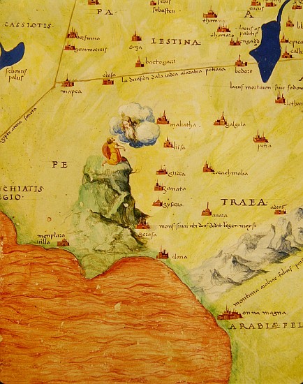 Mount Sinai and the Red Sea, from an Atlas of the World in 33 Maps, Venice, 1st September 1553(detai à Battista Agnese