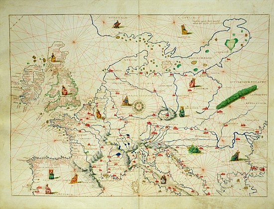 The Continent of Europe, from an Atlas of the World in 33 Maps, Venice, 1st September 1553(see also  à Battista Agnese