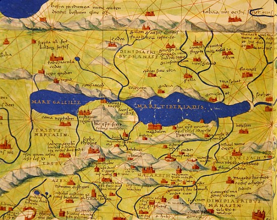 The Sea of Galilee, from an Atlas of the World in 33 Maps, Venice, 1st September 1553(detail from 33 à Battista Agnese
