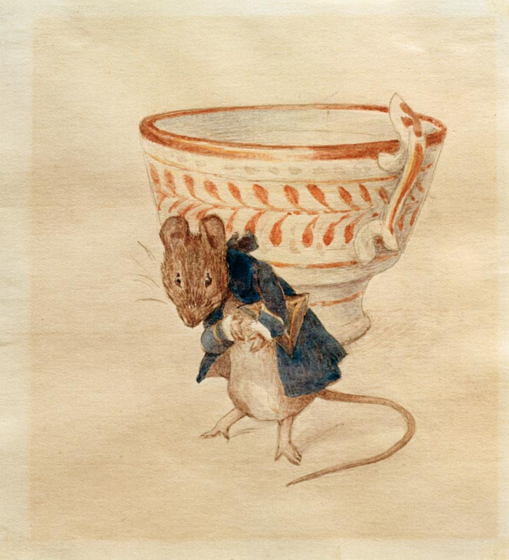 Herr Maus verneigt sich vor einer Teetasse à Beatrix Potter